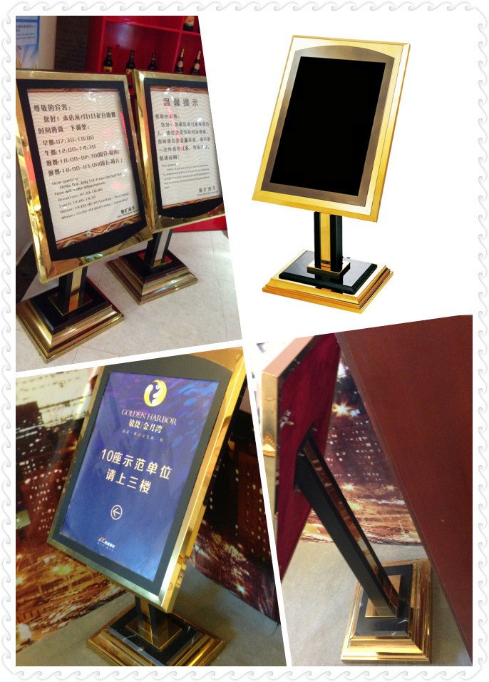 Hotel Nameplate Signs Black Gold Façade Work Bully King Show Bevelly Show Shelf Stainless Steel Advertising Show Shelf