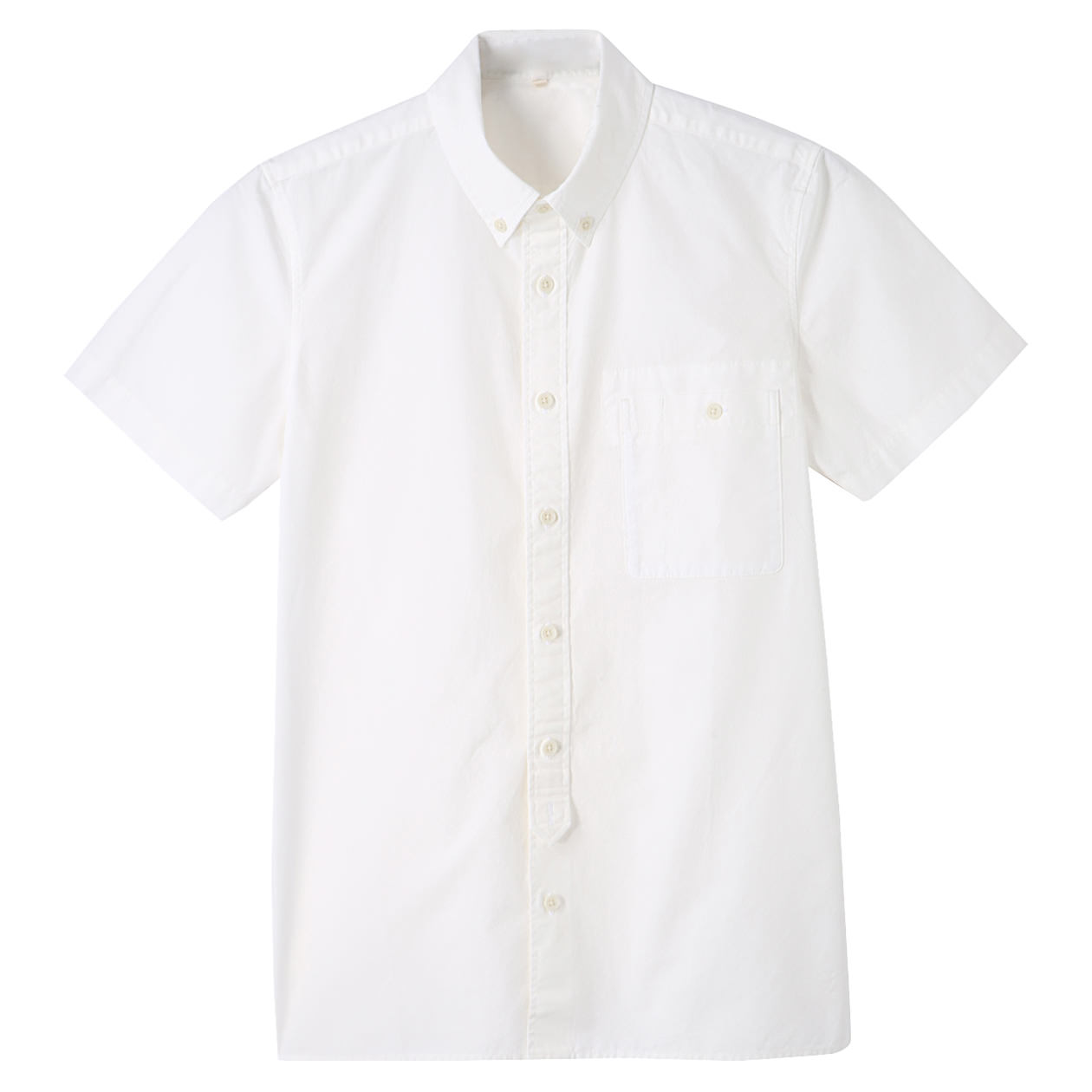 无印良品MUJI 男式 棉平纹纽扣领短袖衬衫
