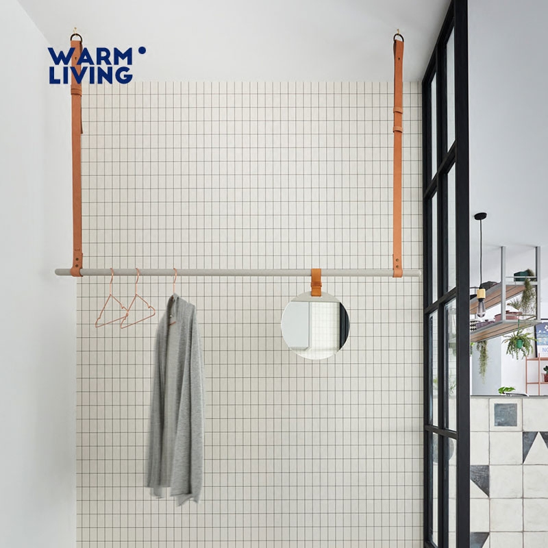 Nordic Cloister Metal Hanging Clothes Rod bedroom Drying Hanger Living Room Containing small family type hanging hanger genuine leather hanging