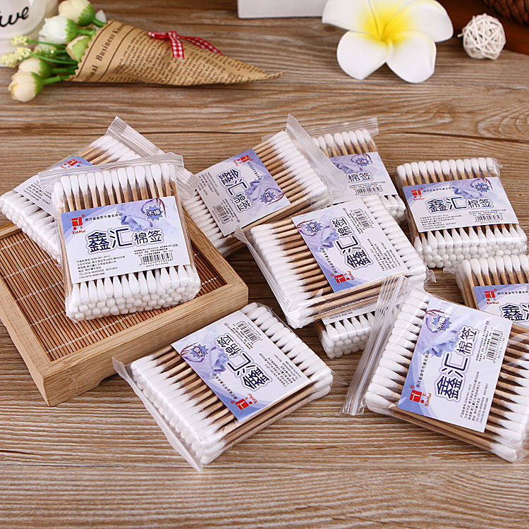 Makeup artist Natural birch cotton bar sanitary cotton stick beauty cleaning and makeup double cotton cotton 60 mounted
