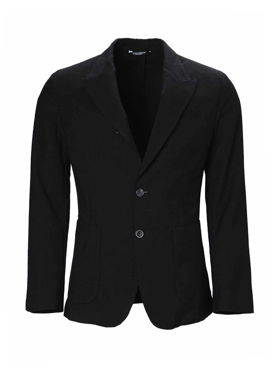 Dolce&Gabbana 黑色戗驳领两粒扣饰修身西装
