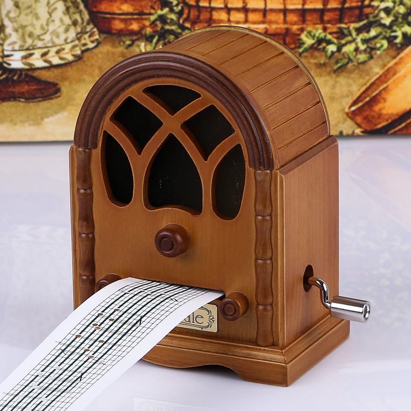 Guo's Yijia wooden hand-cranked paper tape radio music box music box creative Valentine's Day birthday gift DIY