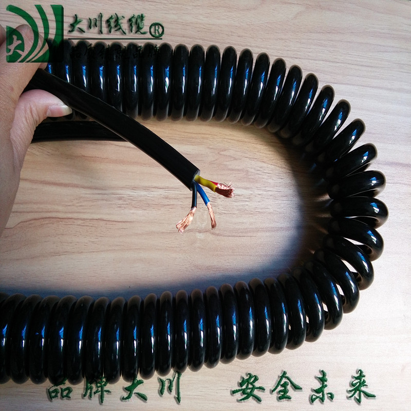 Pure copper 2-core spring wire elastic telescopic wire pu spiral cable wear-resistant wire power cord high temperature wire