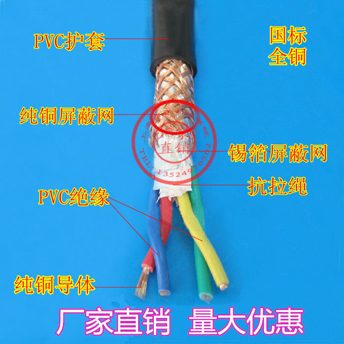 National Label pure copper Wire & Cable 485 Signal Line RVSP Four 4 Core * 0 2 squared double twisted shade line