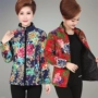 Phụ nữ trung niên mùa thu và mùa đông mặc áo mỏng bằng vải cotton nhỏ rộng cỡ mẹ tải cho người cao niên 50-60-70 tuổi áo kiểu trung niên u40