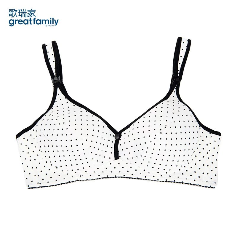 乐友孕婴童歌瑞妈妈孕妇内衣胸罩2016款白色印点上开前开哺乳文胸