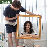 Jing Yun mùa hè cặp vợ chồng mới đồ ngủ cotton ngắn tay nam dịch vụ nhà sọc quần short phụ nữ cotton phù hợp bộ đồ mặc nhà mùa hè