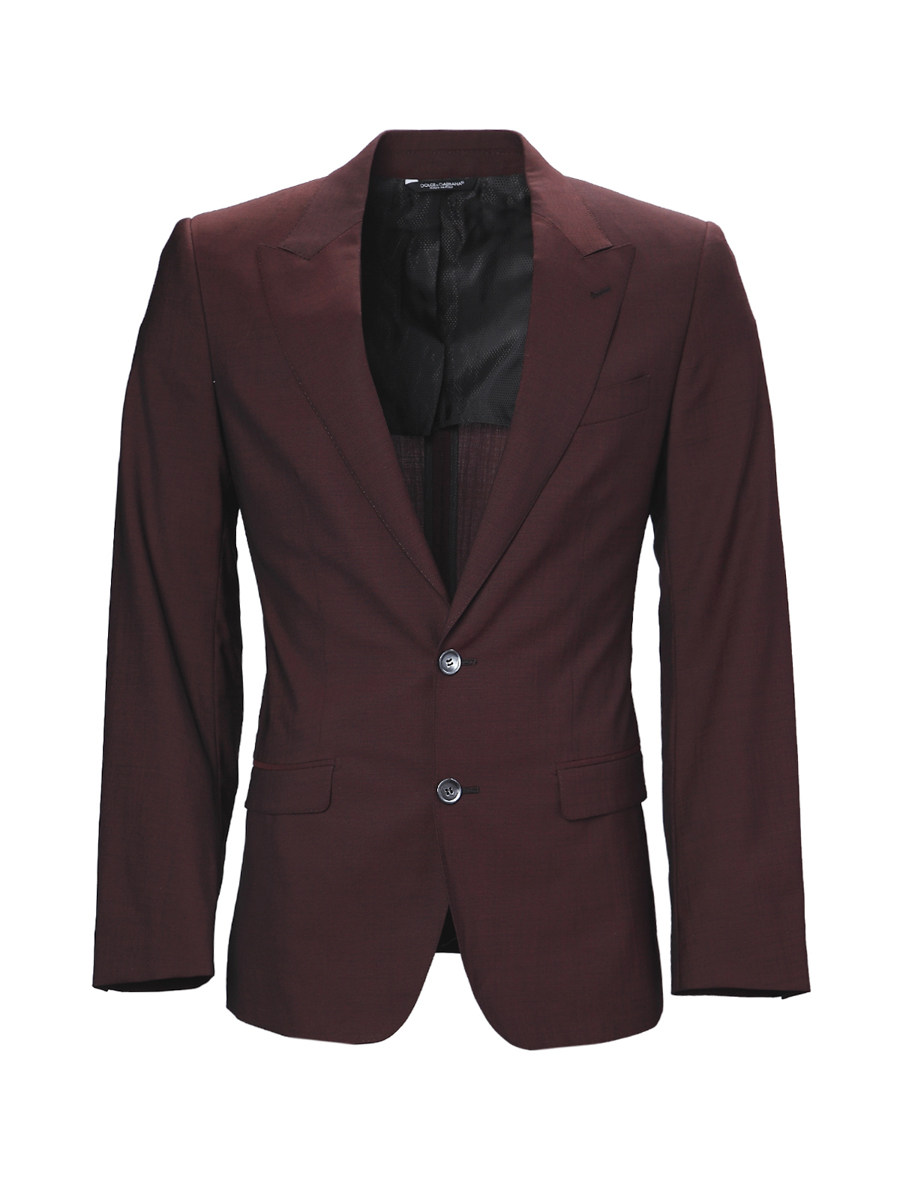 Dolce&Gabbana 暗红色戗驳领修身西装外套