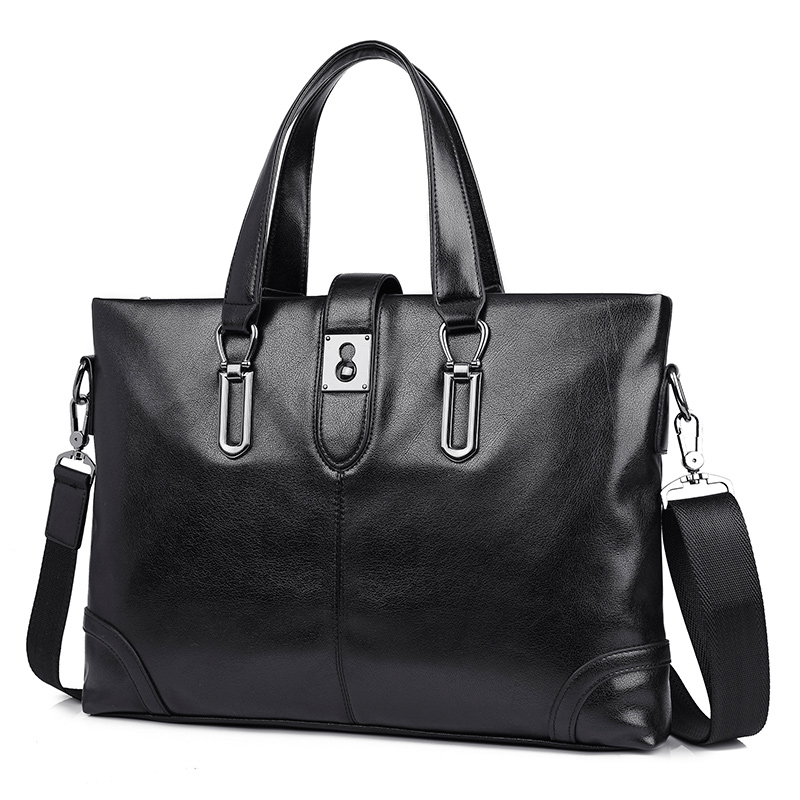 Oulang men's bag leather business men's handbag cowhide horizontal briefcase shoulder messenger bag casual men's bag