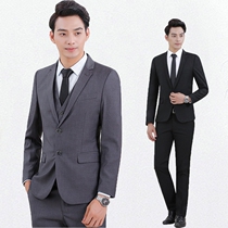 Mens suit vest suit young and middle-aged business formal dress slim professional suit pants groom groom best man married two sets