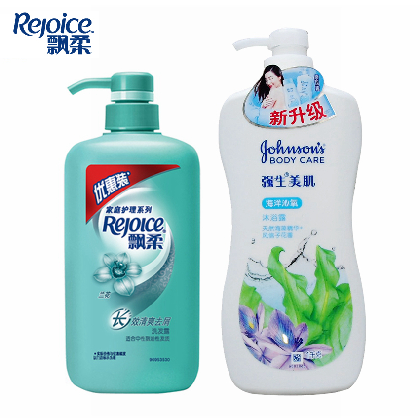 包邮 飘柔兰花清爽去屑洗发水700ml+强生美肌海洋沁氧沐浴露1kg