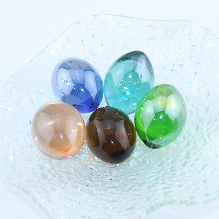 Hand-made tie-dye learning materials, special-purpose shaped beads for tie-dyeing, oval glass beads 2x3cm, 5 pieces per serving