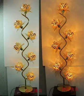 Pure gold seven-product crystal lotus lamp Floor lamp Temple hall Buddha for Buddha in front of Buddha Buddha hall lamp Buddha 15 meters