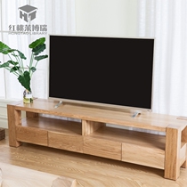  Solid wood TV cabinet Modern simple small apartment mini living room log furniture White oak 1 8 meters 2 0 meters