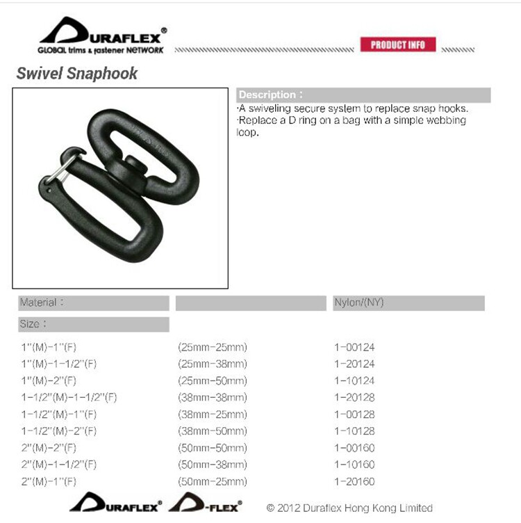 Multi-resistant DURAFLEX double webbing powerful swivel hook swivel snaphook webbing conversion buckle