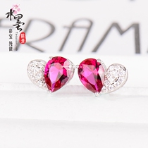 925 silver ear nail pure silver female anti-allergic temperament heart shape Brief about 2020 new ruby earnail female
