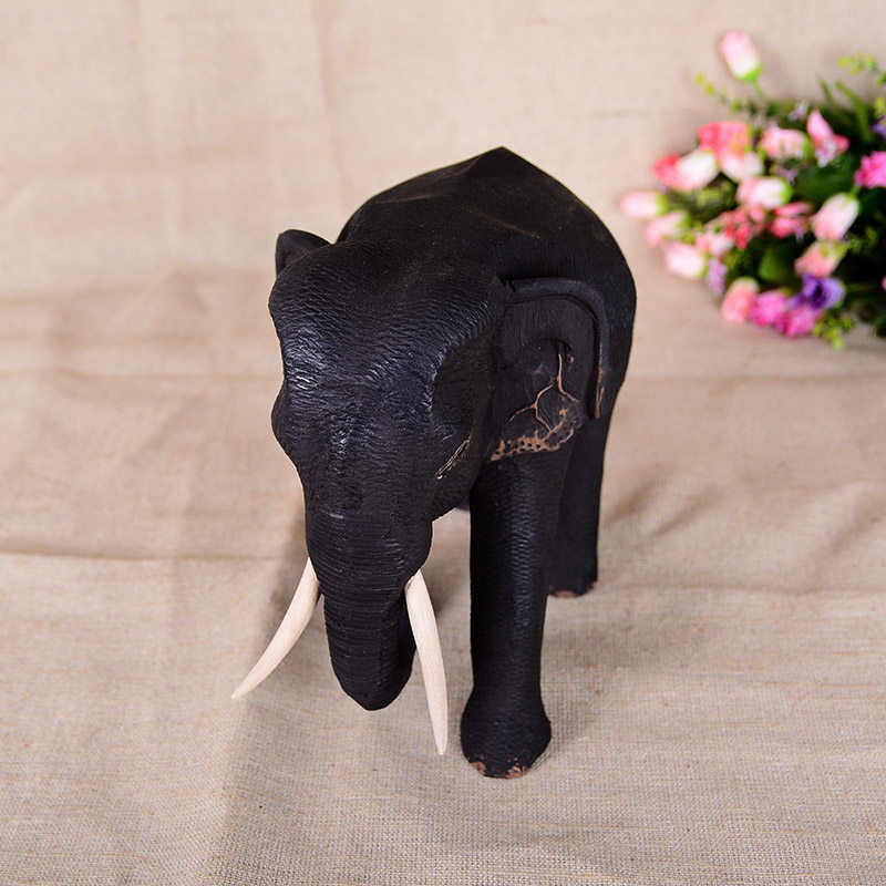 Thai Specialty Crafts Creative Home Decoration Goods Furnishing Wood Carving Town Residence Chaeteak Wood Small Elephant Pendulum Pieces