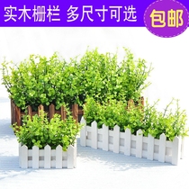 Eucalyptus ornaments wooden fence flower set simulation flowers fake flower props potted flowers Plastic floral green grass flowers