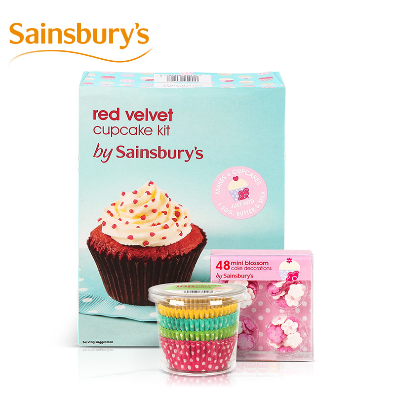 英佰瑞 Sainsbury蛋糕托+花瓣装饰+红丝绒杯子蛋糕粉 英国进口44a