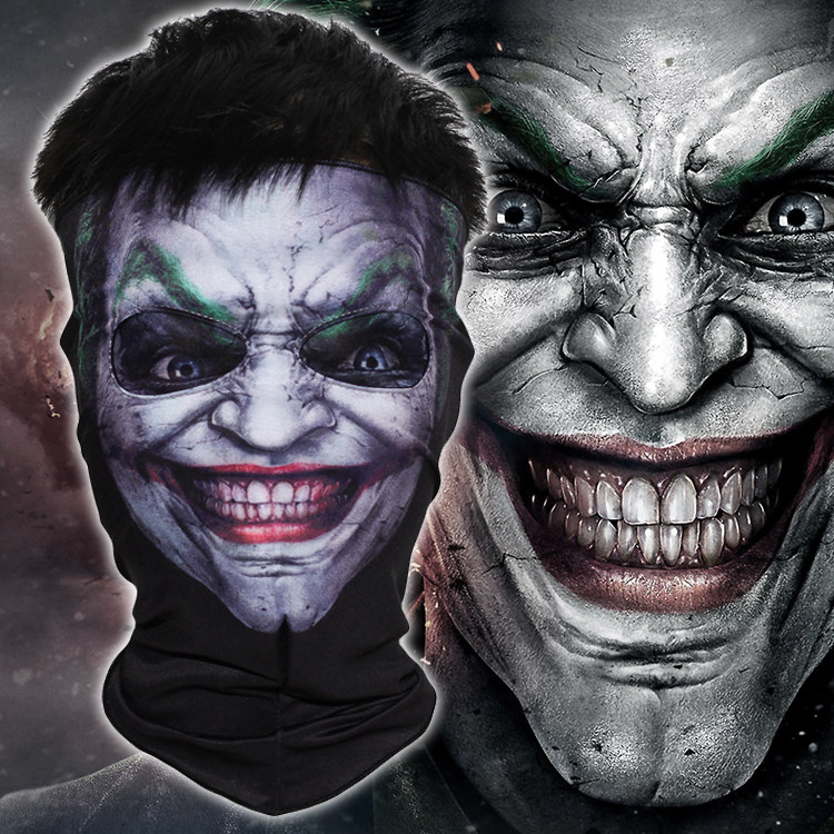 digital printing clown joker face mask headgear half head variable mask scarf