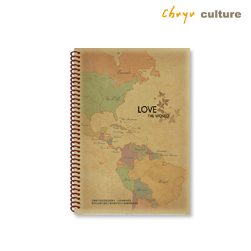 珠友 再生纸地图牛皮线圈横线笔记本/80张 (横线-B6/32K)