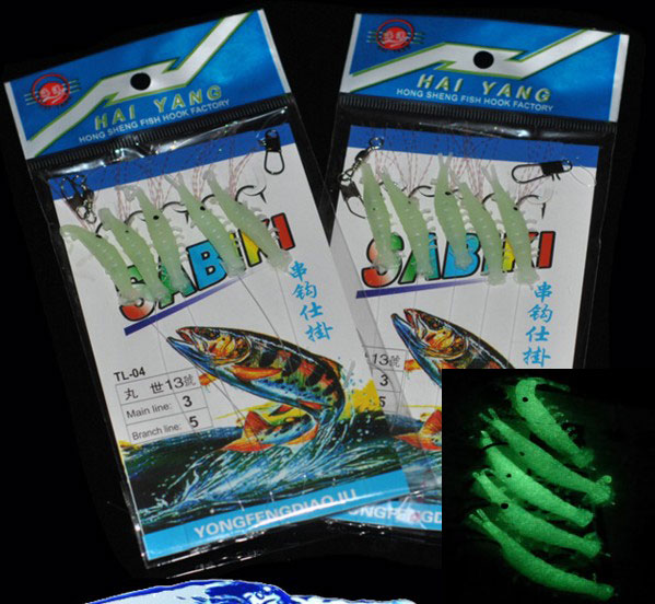 Night Light Bionic String Hook Small Shrimp String Hook Lujah Bait String Hook Small Shrimp Sea Fishing String Crochet Hook Crucian Fish White Bar Teething