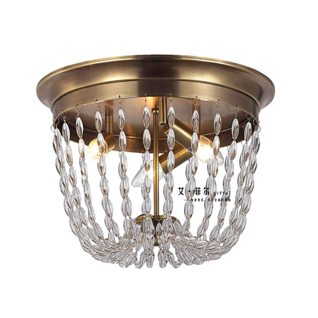 Sentiment Genguan Corridor Stairway Cloakroom Bedroom American Full Bronze Classical Crystal Pearl Design Suction Dome Light Hot Pin