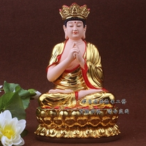 12-inch Vierugana Buddha Huayan Sansheng Dharma gold-plated painted resin glass fiber reinforced plastic Buddha statue ornaments