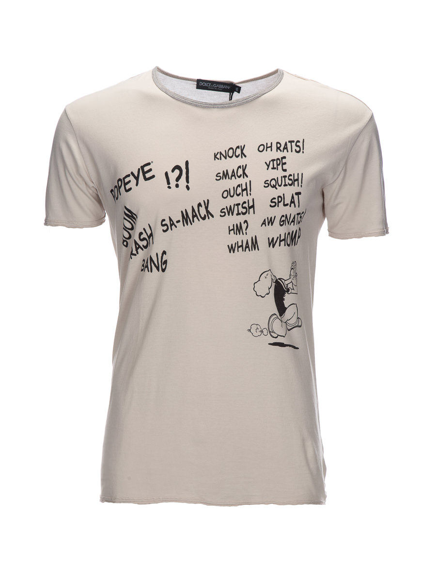 Dolce&Gabbana 卡其色大力水手印花圆领T恤