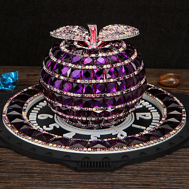 汽车摆件 车内香水座 汽车香水 镶钻水晶苹果摆件 车上装饰用品