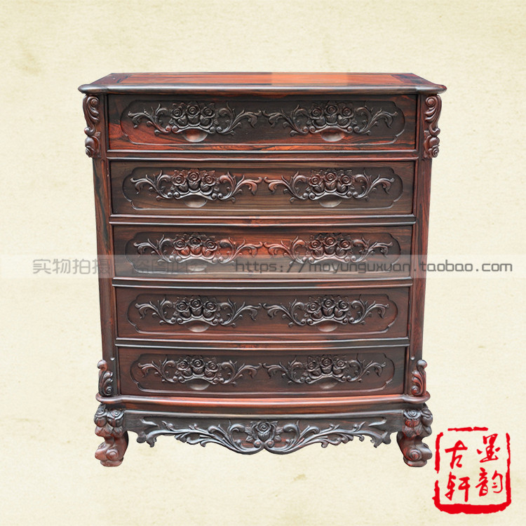 Laos big red sour branch rose chest of drawers raw grinding antique locker locker cochin rosewood drawer