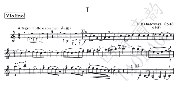 Kabalevsky Youth Concerto Op 48 Violin Parts