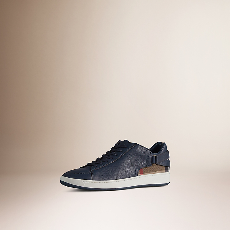 BURBERRY/博柏利House 格纹扣带皮革运动鞋 39815531