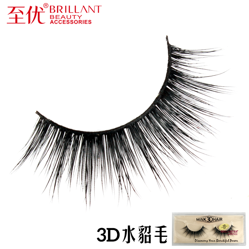 至优舞台妆棉线梗眼睫毛自然逼真超长款3D立体纯手工假睫毛水貂毛