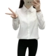 Mei Su khâu sọc dọc áo trắng nữ tay dài 2019 xuân mới Han Fan sinh viên áo sơ mi inch phiên bản Hàn Quốc