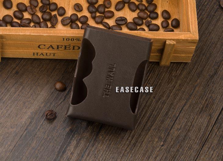 A6 section EASECASE Custom chord mojo genuine leather sheath protective sleeve fine grain cow leather deep coffee color