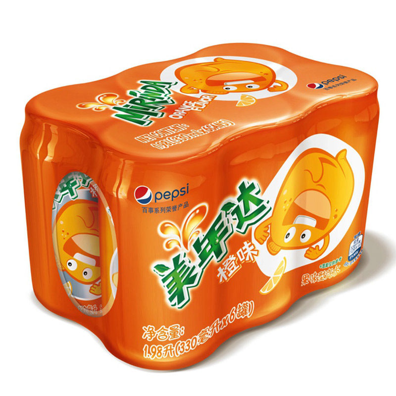 【天猫超市】美年达果味汽水橙味6连包拉罐330ml*6百事饮料饮品