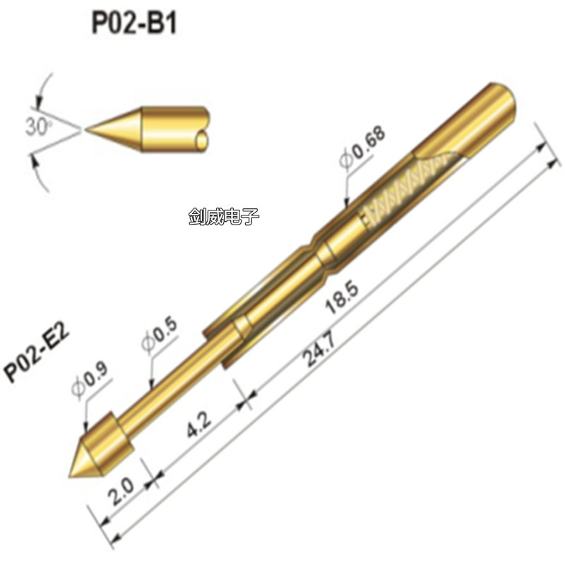 Warboom test probe P02-B1 0-68 conductive needle test probe spring thimble bronze pin tip