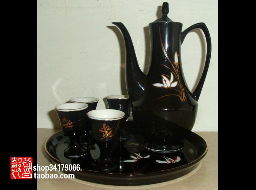(Wineware Collection) In the 1980s, China Boshan exported black-glazed gold orchid wineware