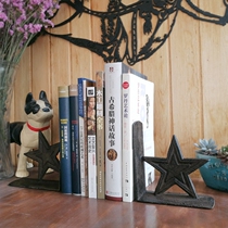 American country style Texas five-pointed star rust-colored retro cast iron bookcase decorative ornaments pair