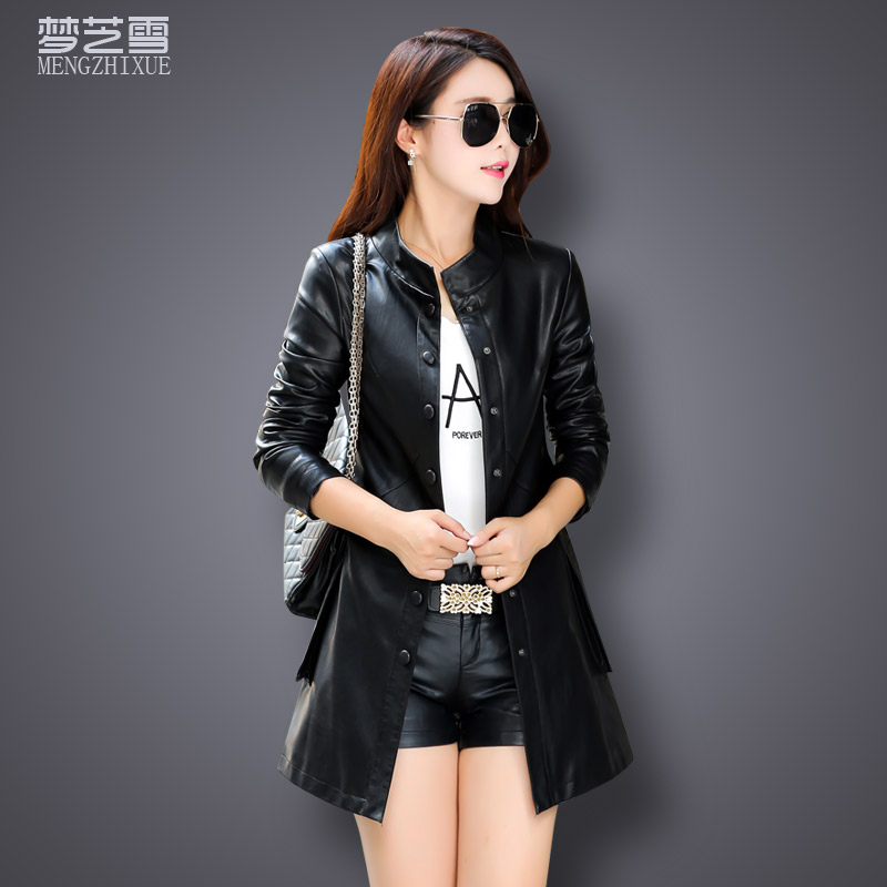 Купить Кожаная куртка Кожаный женский длинный участок осень и зима ...