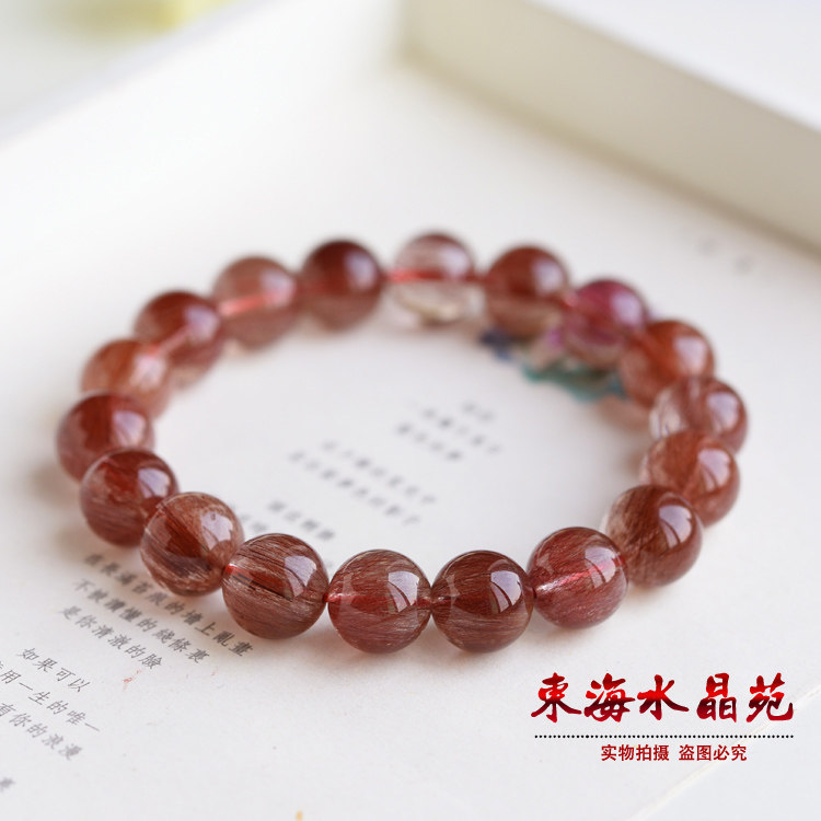 Natural basil red hair crystal handmade 100 hitch a hitch red hair crystal water crystal ornament male and female gift national