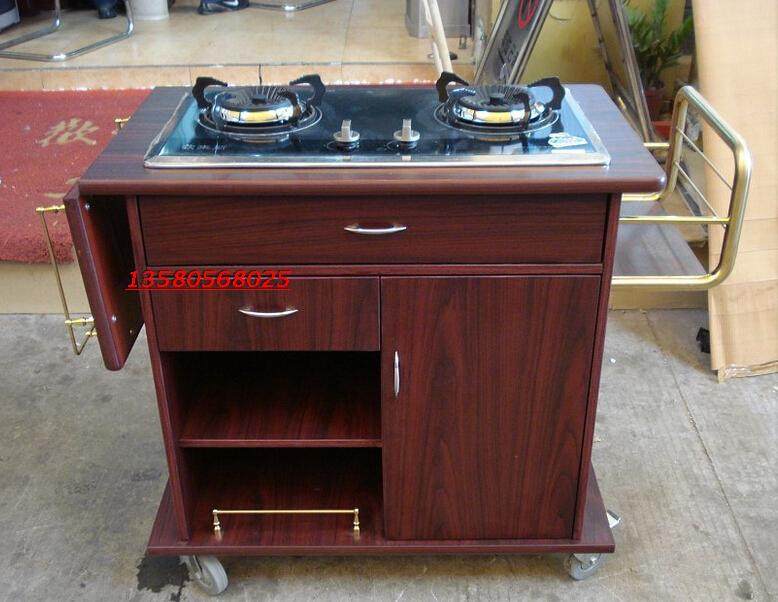 Hotel Dining Room Superior Fashion Double Head Wood Cooking Car Two-floor Service Cart Restaurant With Dining Car Dining Side Car