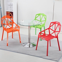 Simple color creative hollow plastic chair Leisure home thickened backrest dining chair Training chair Negotiation office chair