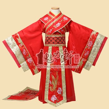 Children's Costume Costume Red Tail Embroider Phoenix Queen Children's Day Journey to the West Daughter King