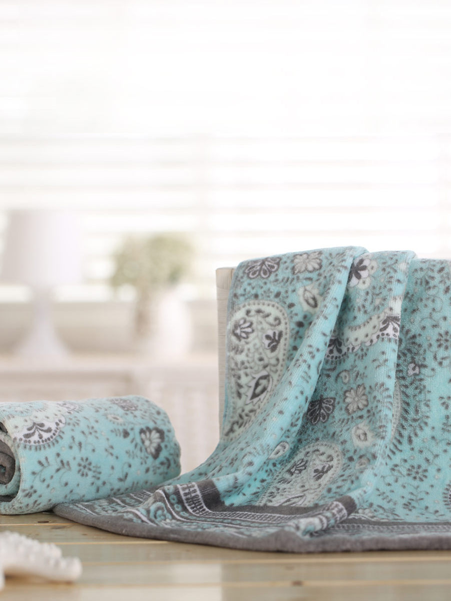 terry palmer|绿色割绒印花澳洲精梳棉2面巾