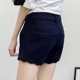 Quần short len ​​nữ mùa thu đông 2018 Phiên bản Hàn Quốc có phần gợn sóng dày là quần lửng và giày len nữ. quần sooc da nữ cao cấp Quần short