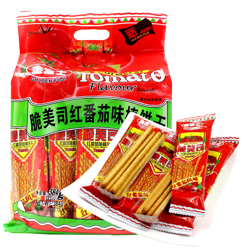 【天猫超市】金富士 脆美司红番茄棒饼384g/袋营养美味休闲佳品○