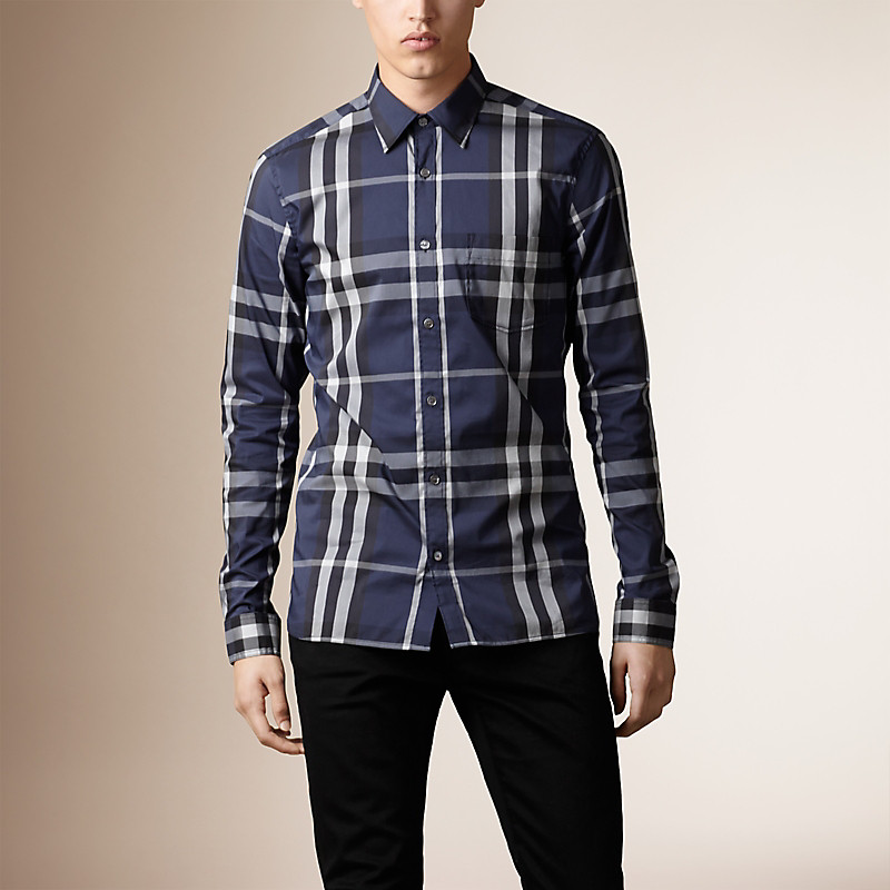 BURBERRY/博柏利格纹弹力棉质混纺衬衫 39835411