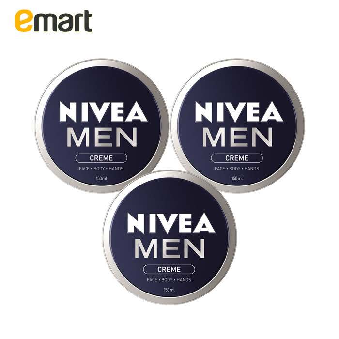 EMART海外Nivea妮维雅男士面霜150ml*3大容量清爽不油腻保湿